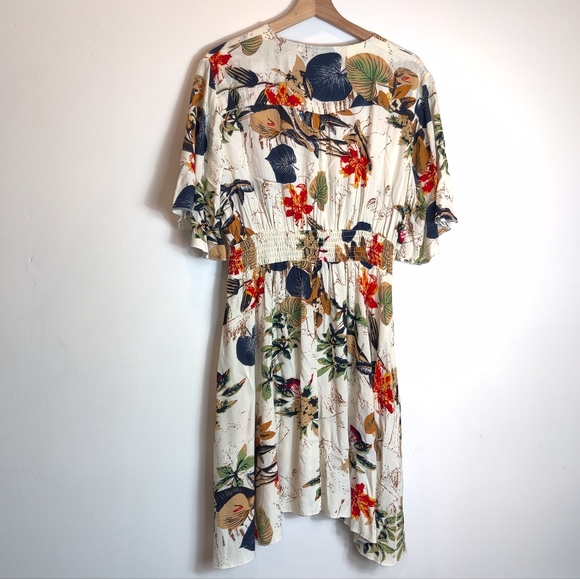 Milumia Women's Boho Button Up Split Cream Floral Print Flowy Dress - Picture 13 of 13